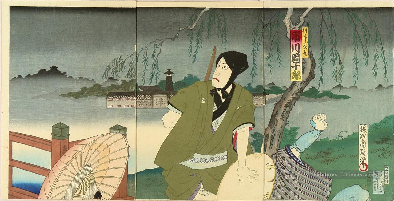 Une scène du théâtre de Kabuki Toyohara Chikanobu Peintures à l'huile